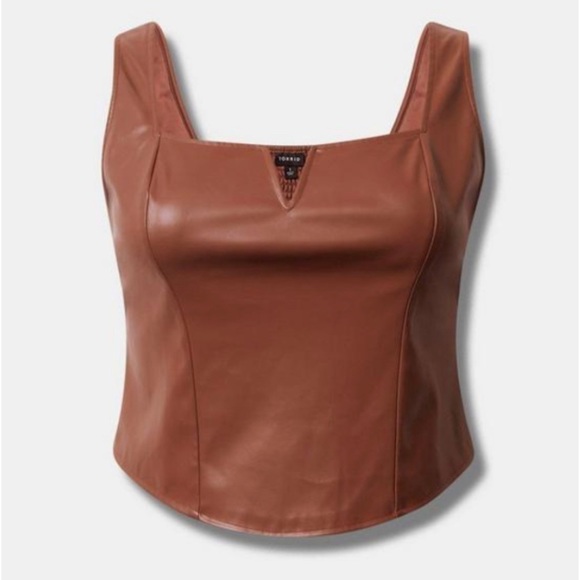 🆕 Brown Faux Leather Cropped Tank Top 1 1X 14 16 NWT Torrid New! - Picture 4 of 5